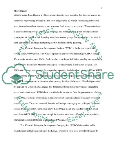 Macroeconomics and Microeconomics - Microfinance
