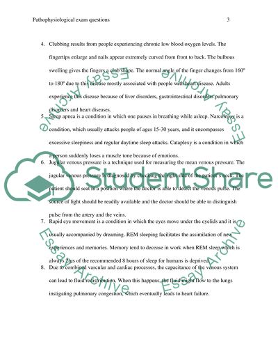 Pathophysiology exams questions