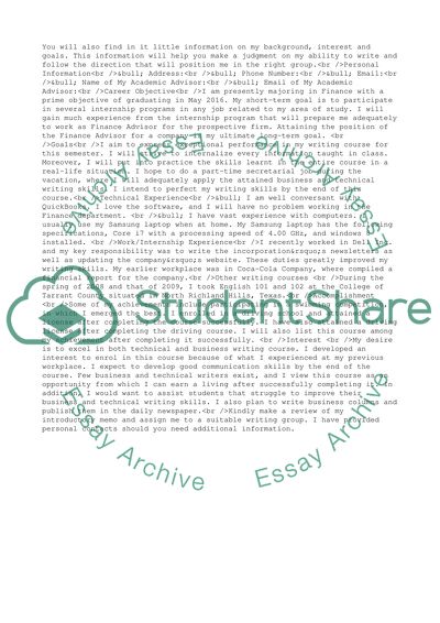 Information About My Current Academic Status