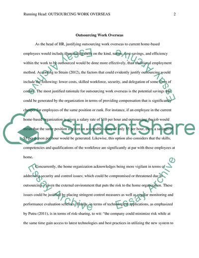 Outsourcing Work Overseas