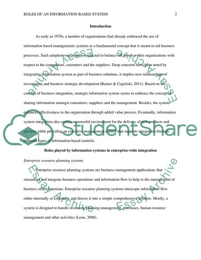 Roles of Information Based System