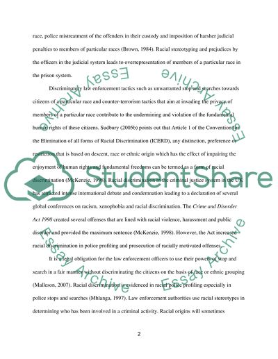 Racial Discrimination within the Criminal Justice Process in England and Wales
