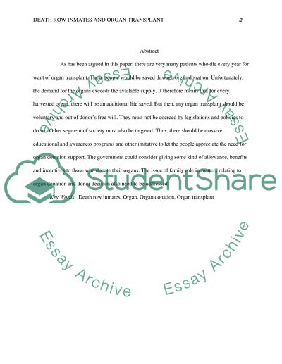 Should Death Row Inmates be Required to be Organ Donors