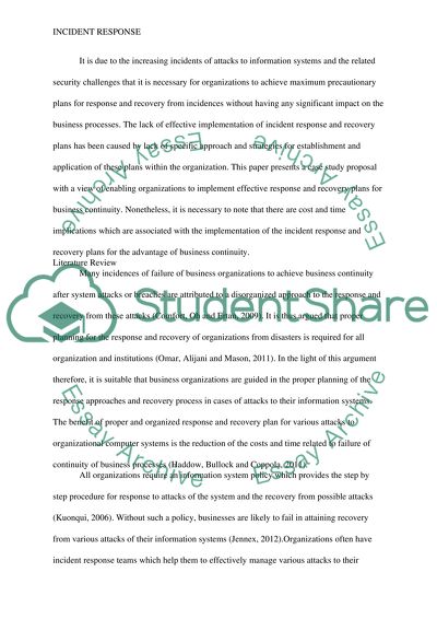 Incident Response, Business Continuity, and Disaster Recovery Plans