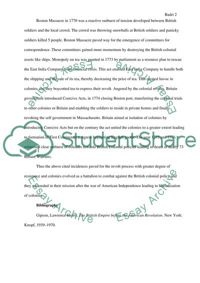 Analysis of the Uprising of the Colonies