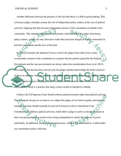 Difference between Judicial activism and Judicial restraint
