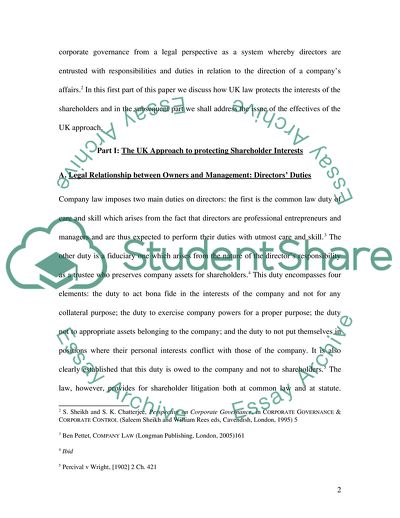 UK Approach to Corporate Governance