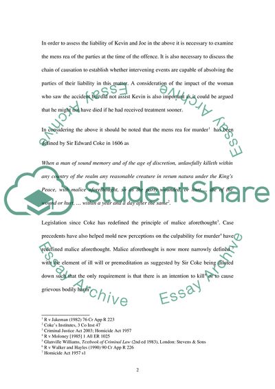 Kevin and the Death of His Victim