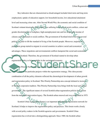 Main differences in the approach to urban policy between Scotland and England in the period 1979-1987