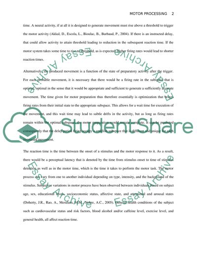 THE EFFECTS OF MOTOR PROCESS ON REACTION TIME