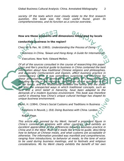 Global Business Cultural Analysis, China