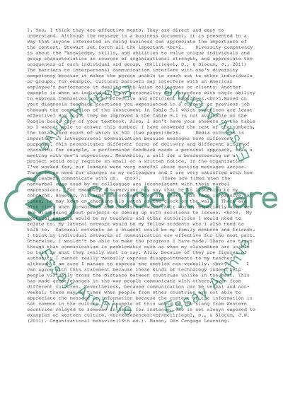 Interpersonal Communications (Individual Work #2)