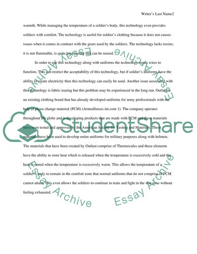 Regulating Soldiers Body Temperature, Uniform Technology Summary