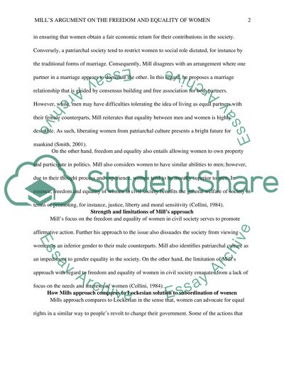 Mills Argument on the Freedom and Equality of Women