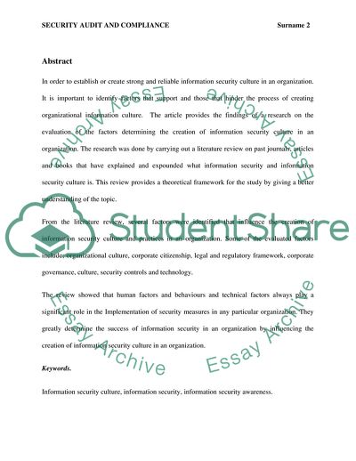 Security Audit and Compliance