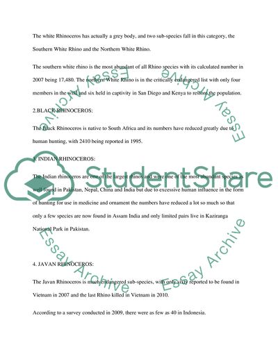 Rhinoceros: the Endangered Species List of the IUCN