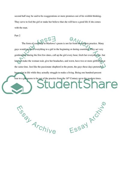 The Passionate Shepherd to His Love