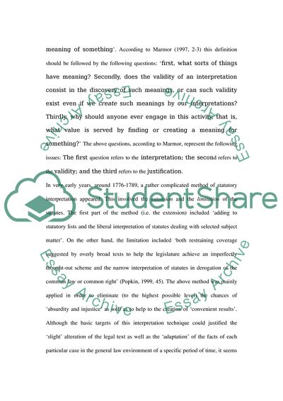The Statutory Interpretation as a Tool for the Formulation of the Courts Judgment