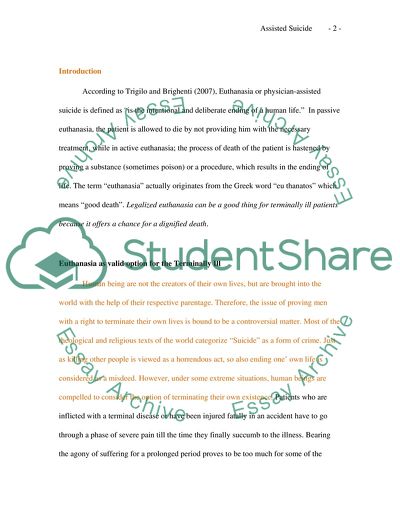 Euthanasia as Valid Option for the Terminally Ill