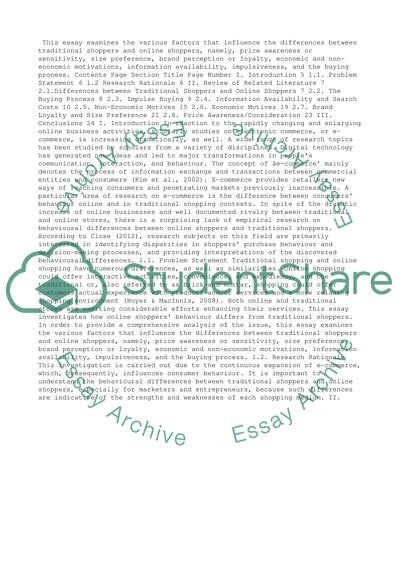 Differences between Traditional Shoppers and Online Shoppers