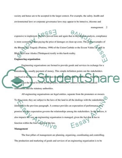 Management of Engineering Organizations and Legal Issues