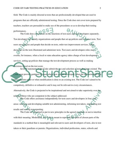 Analysis of code of ethics in testing