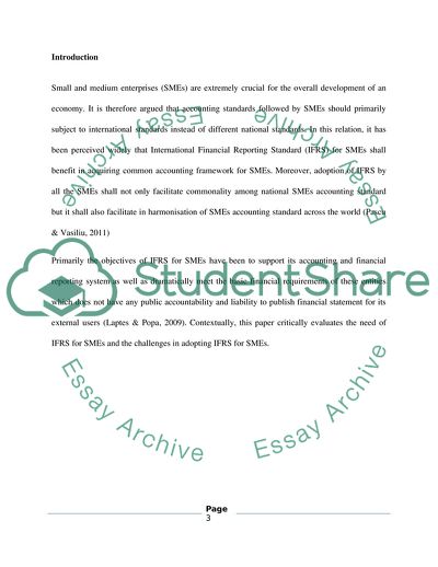 International Financial Reporting Standard for Small and Medium Entities