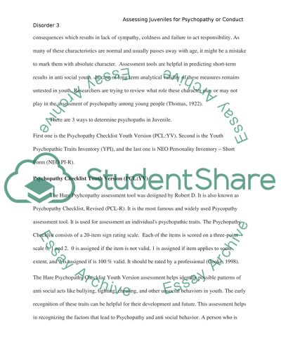 Application: Assessing Juveniles for Psychopathy or Conduct Disorder