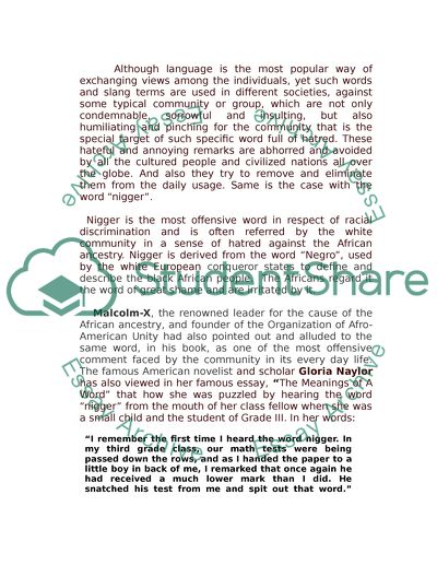 Meaning of a Word Nigger