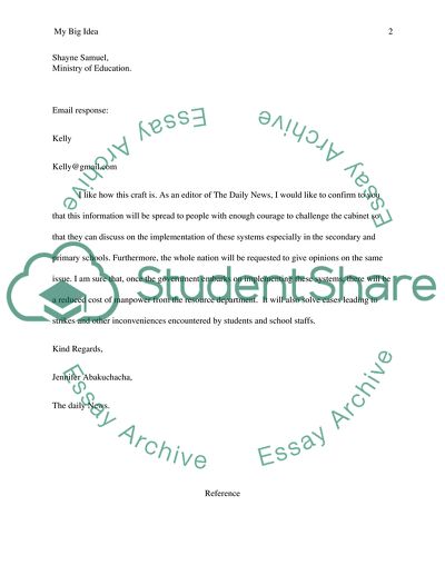 My Big Idea regarding System of Education