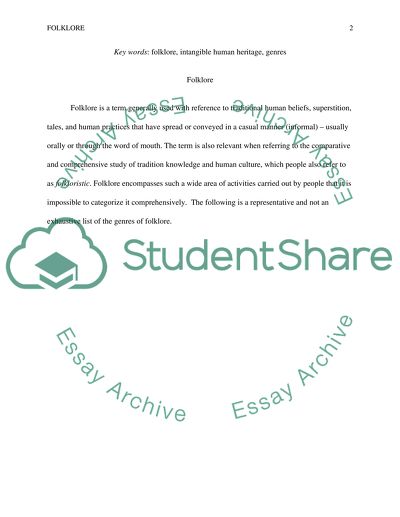 Definition of Folklore in Context