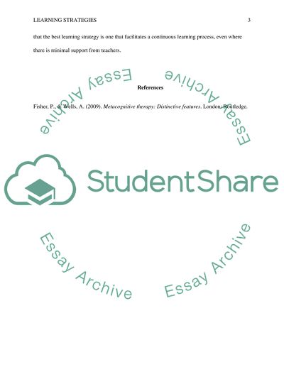 The Metacognitive Strategy of Learning