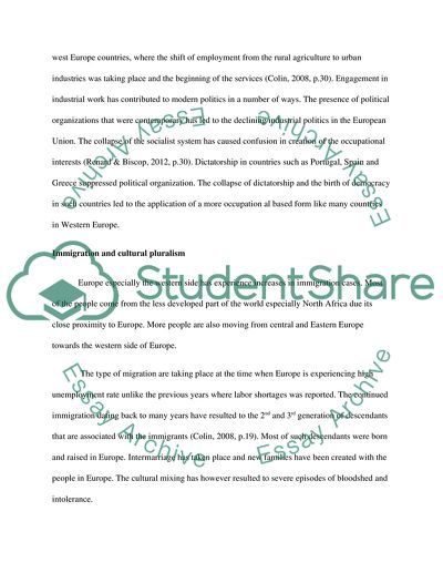 Important Changes in European Societies that Influence Politics in Europe