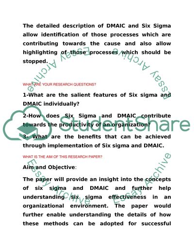 6 Sigma and DMAIC