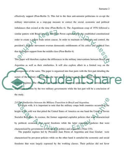 The Comparison of Transition from Dictatorship to Democracy in Brazil and Argentina