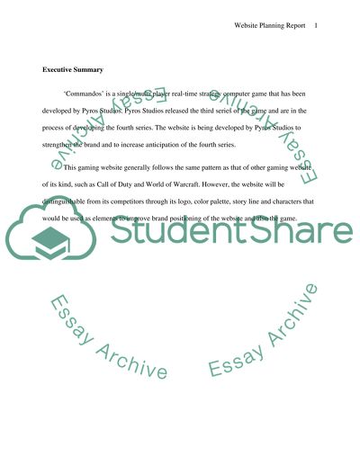 Commandos by Pyros Studios. Website Planning Report