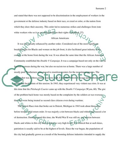 Race Relations (Black and White) on the Homefront during World WarII