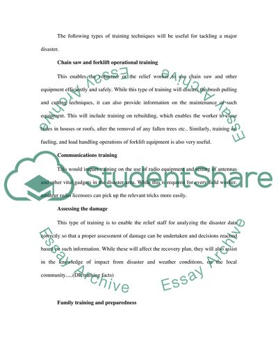 Disaster Relief Plan