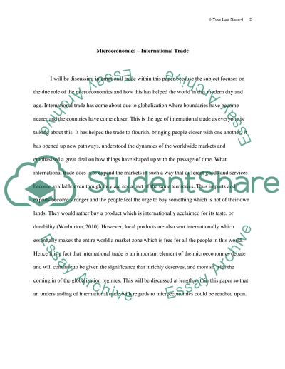 Microeconomics - International Trade