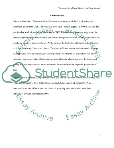 Review of John Gray, ph.d Men are from Mars, Women are from Venus