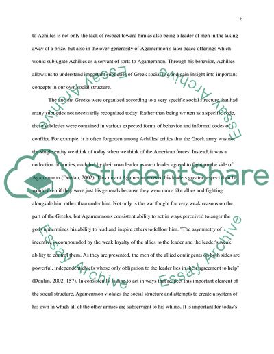 A Battle for Proper Respect in Poem The Iliad