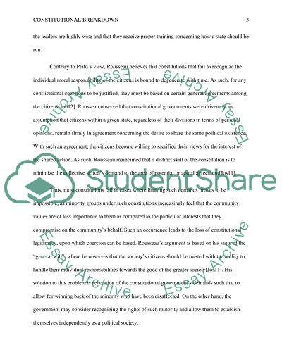 Plato and Rousseaus Commentary on Constitutional Breakdown