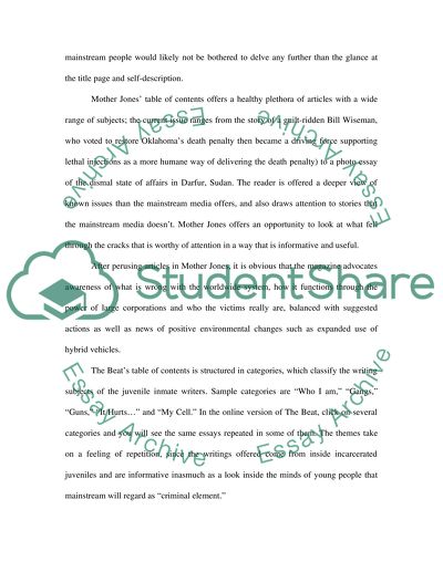 Comparison of Mother Jones and the Beat within Magazines