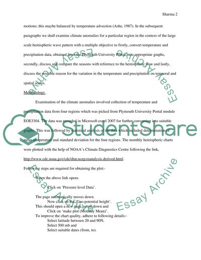 Climate Anomalies for a Particular Region