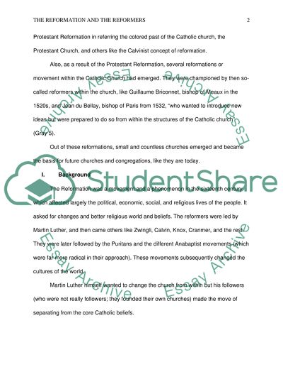 The Protestant Reformation -- Religious Studies 3593 Moral Development