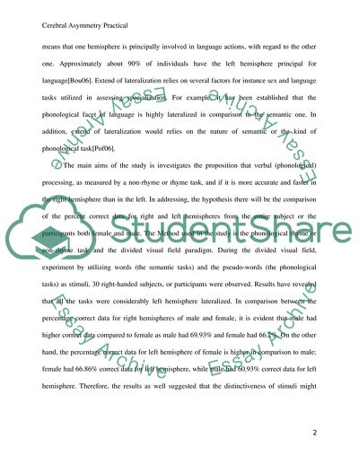 Cerebral Asymmetry Practical