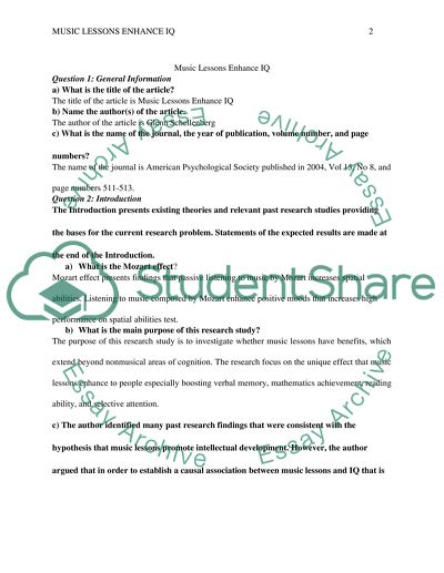 Music Lessons Enchance IQ