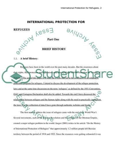 International Protection of Refugees