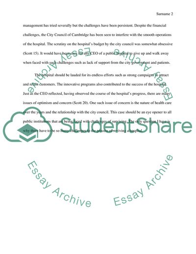 Relection paper on case hospital strategy for survival