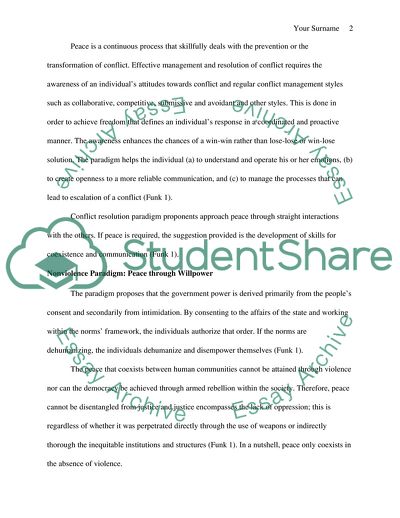 Non-Violence and Conflict Resolution Paradigms